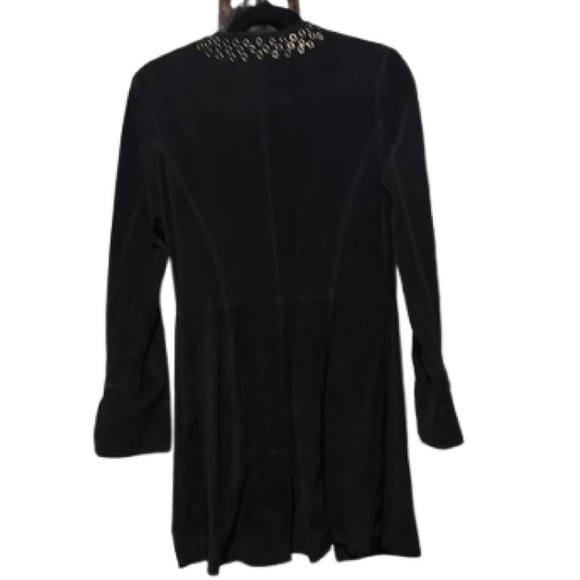 Black Women's Suede Jacket with Studded Detailing - Picture 5 of 12